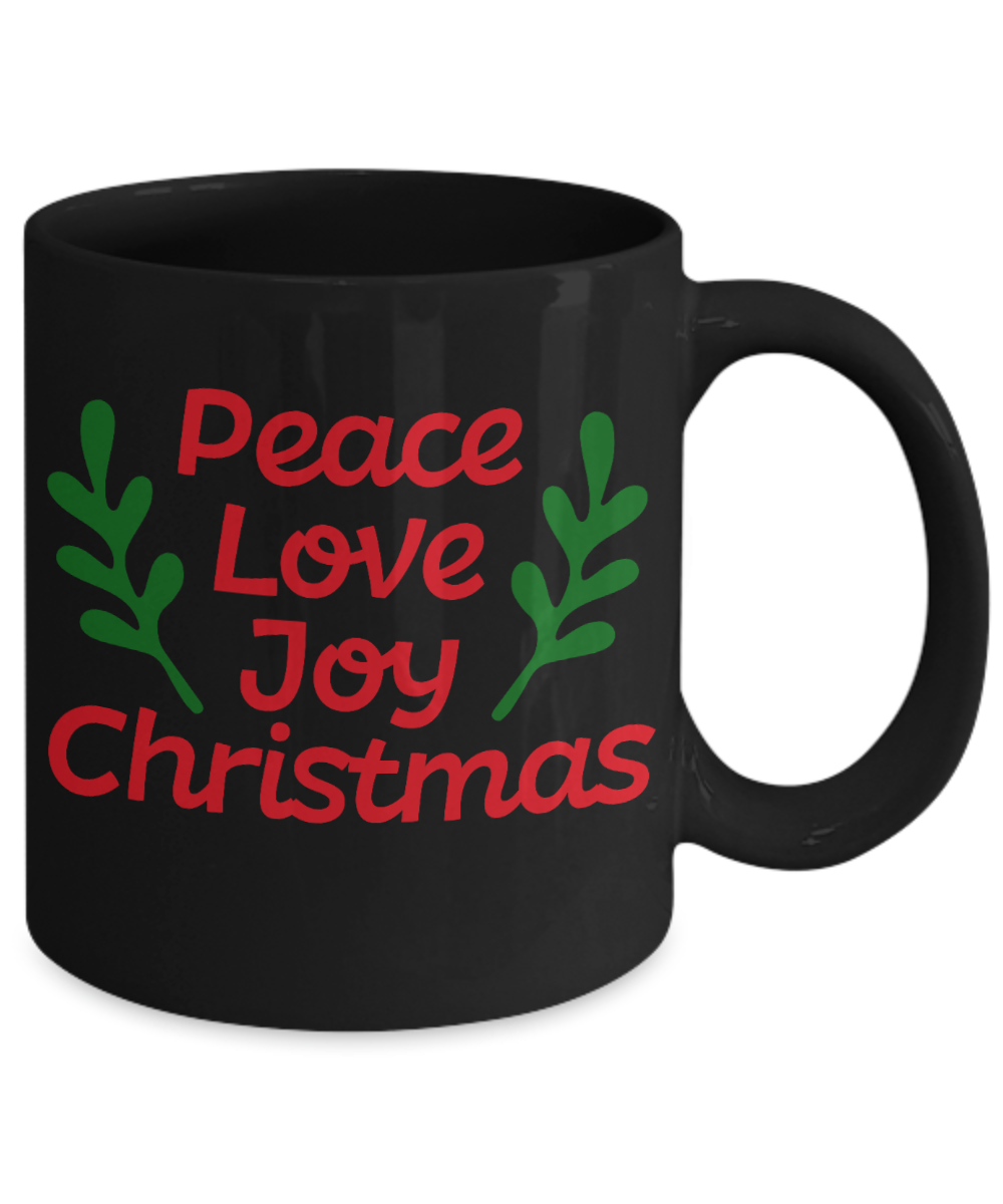 Knightmare before christmas mug - Peace Love Joy Christmas - Funny Christmas Gifts Mugs, Christmas Gifts for family Ceramic Cup Black, Funny Mugs Gift Ideas 11 Oz