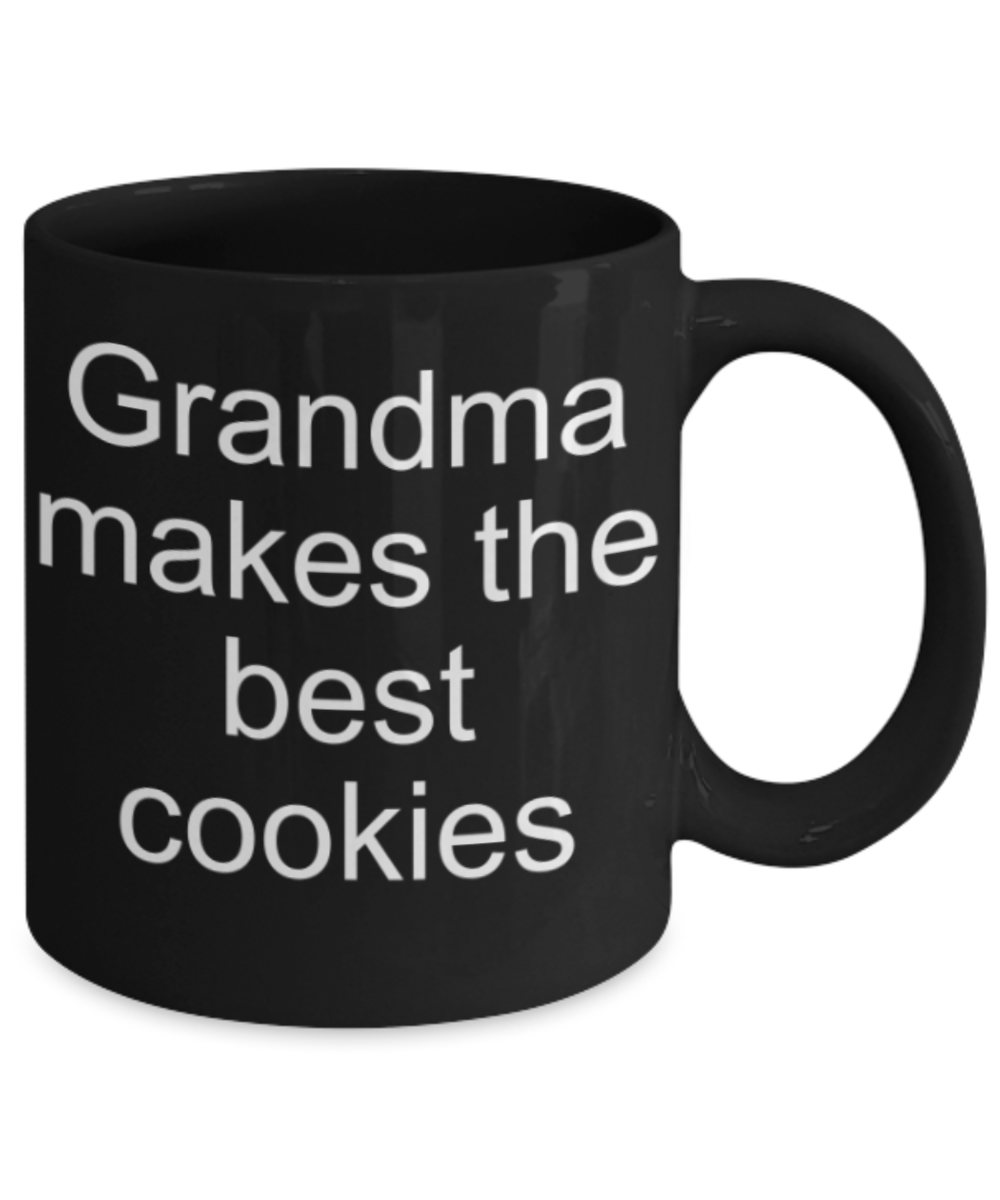 Cookies lovers gifts mugs, Grandma makes the best cookies - Funny Black Porcelain Coffee Mug Cute Ceramic Cup 11 oz