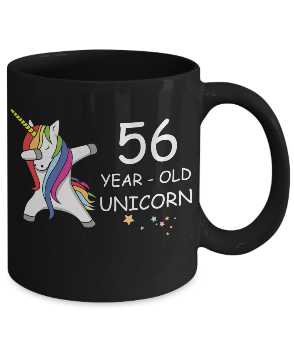 Unicorn Birthday gift 56th Birthday Gift for Women - 56 Year Old Unicorn Dabbing Mug - Funny Black Porcelain Coffee 11 oz, 56th Anniversary Bday Gift for Grandma, Mom, Sister, Bestie - Legends are Born In 1964
