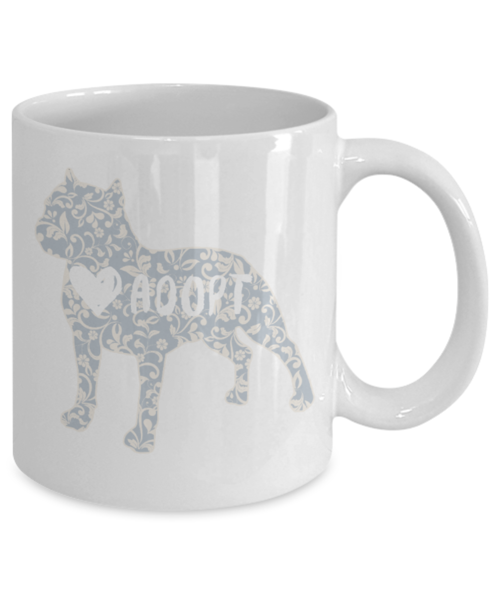 Gift gor dog lovers , Adopt - White Coffee Mug Porcelain Tea Cup 11 oz - Great Gift