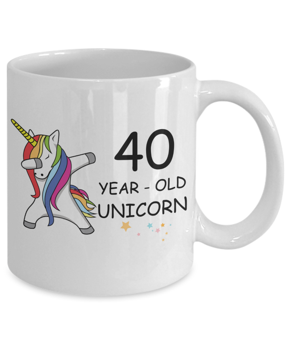 40th Birthday Gift for Women - 40 Year Old Unicorn Dabbing Mug - Funny White Porcelain Coffee 11 oz for Grandma, Mom, Sister, Best Friend, Women, Her - Legends are Born In 1980