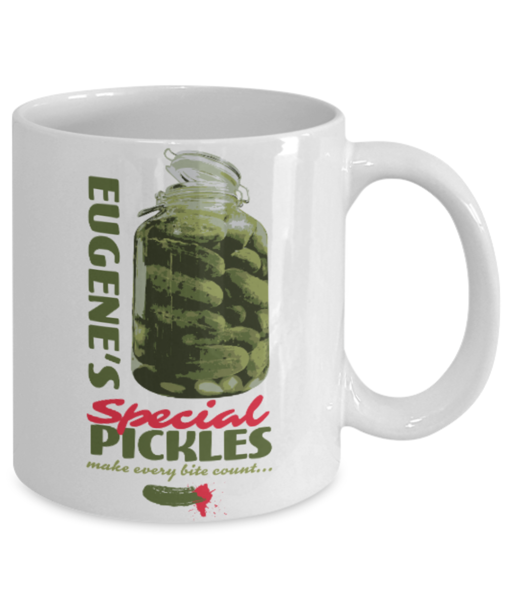 Plants vs zombies gift box mugs , Eugene's Pickles - White Coffee Mug Porcelain Tea Cup 11 oz - Great Gift