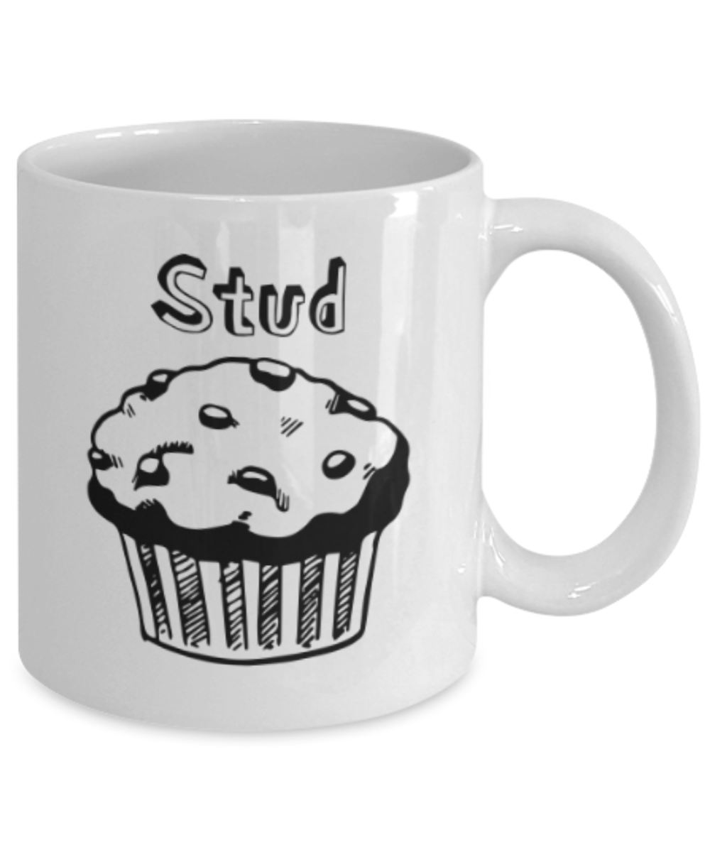 Food Lovers mugs , Stud - White Coffee Mug Porcelain Tea Cup 11 oz - Great Gift