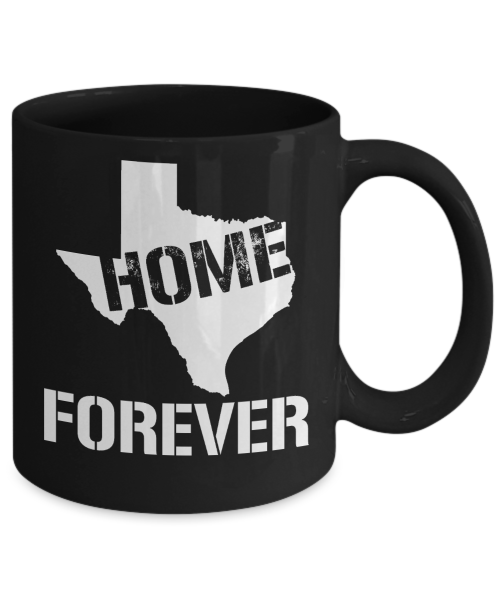 Texas State Love Personalized Gift Coffee Mug, Texas My Home Forever-Black Porcelain Coffee Mug 11 oz