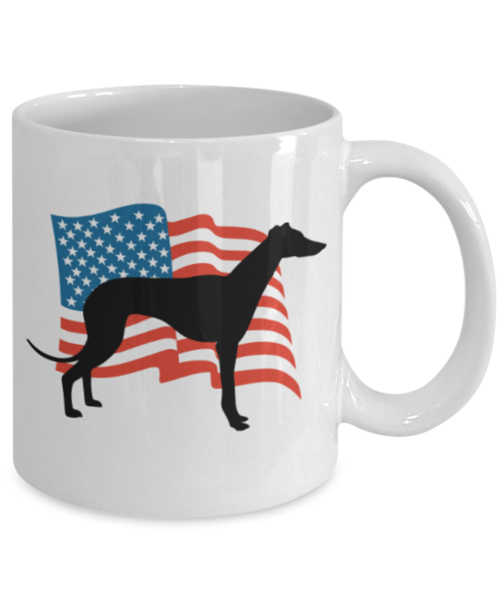 Gift gor dog lovers , USA Greyhound - White Coffee Mug Porcelain Tea Cup 11 oz - Great Gift