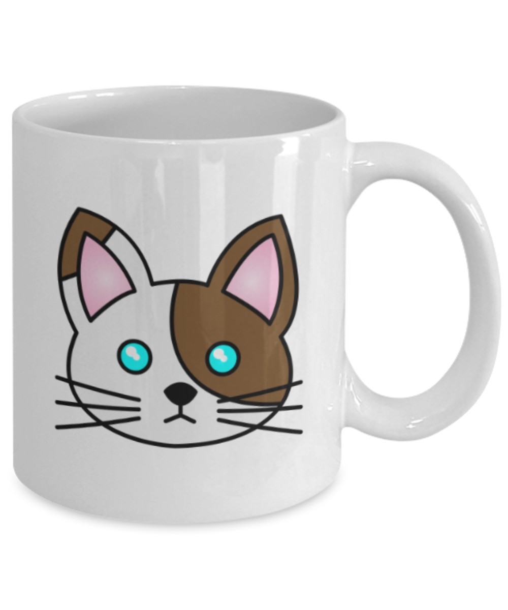 Gift gor cat lovers , White & Brown Cats - White Coffee Mug Porcelain Tea Cup 11 oz - Great Gift