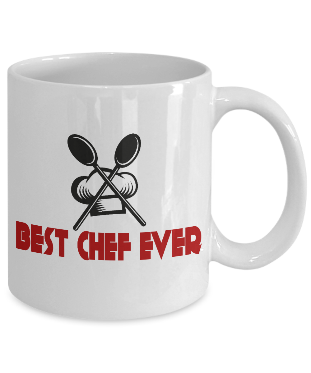 Best Chef Coffee Mug, Best Chef Ever-White Porcelain Coffee Mug 11 oz for chef, love, cooking,Dad,Mom