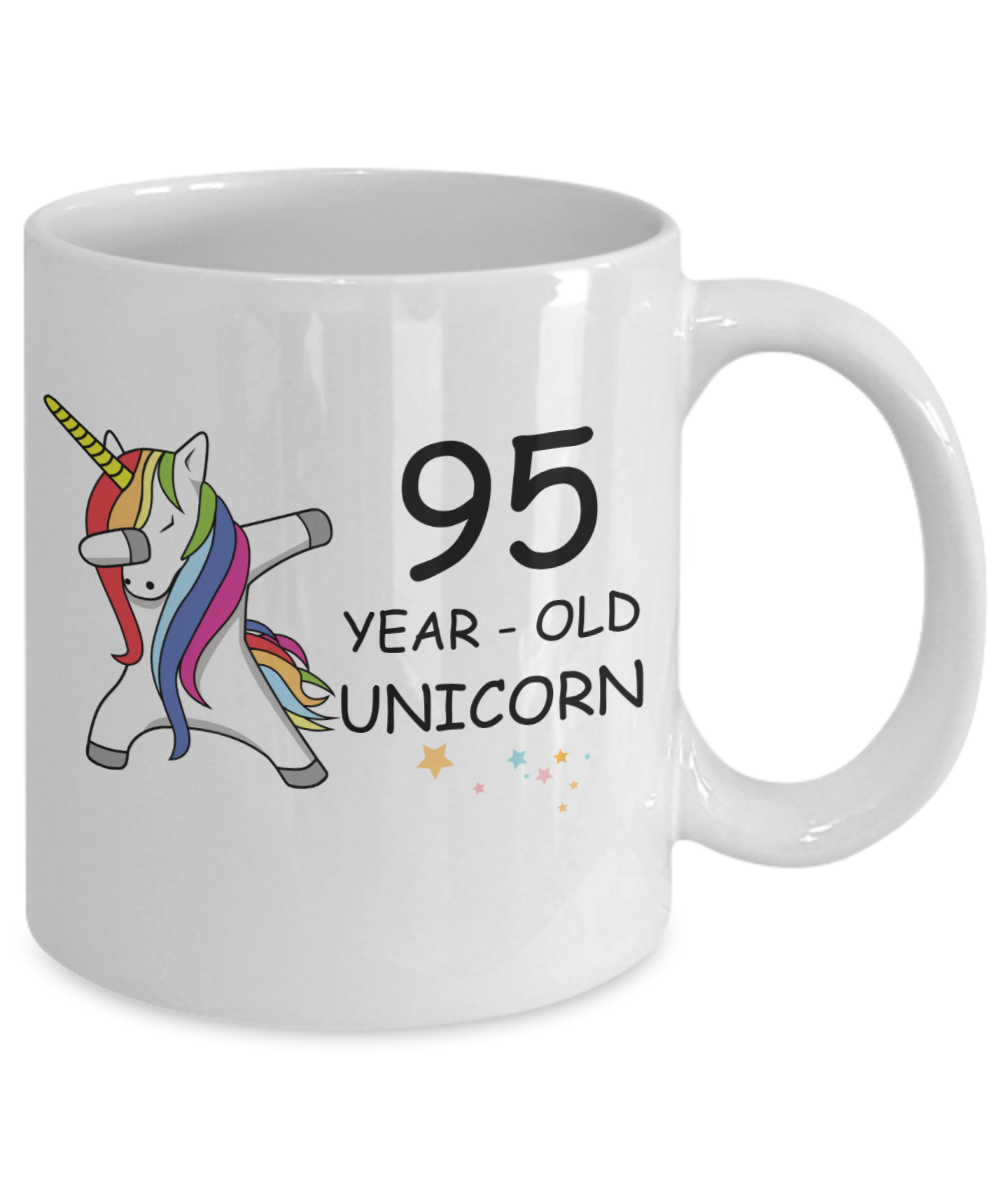 Unicorn Birthday gift 95th Birthday Gift for Women - 95 Year Old Unicorn Dabbing Mug - Funny White Porcelain Coffee 11 oz, 95th Anniversary Bday Gift for Grandma, Mom, Sister, Bestie - Legends are Born In 1925