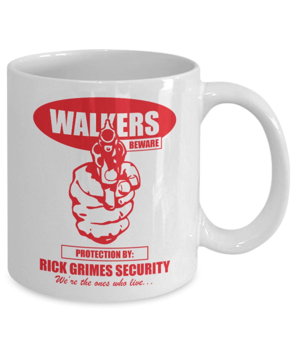 Plants vs zombies gift box mugs , Rick Grimes Security - White Coffee Mug Porcelain Tea Cup 11 oz - Great Gift