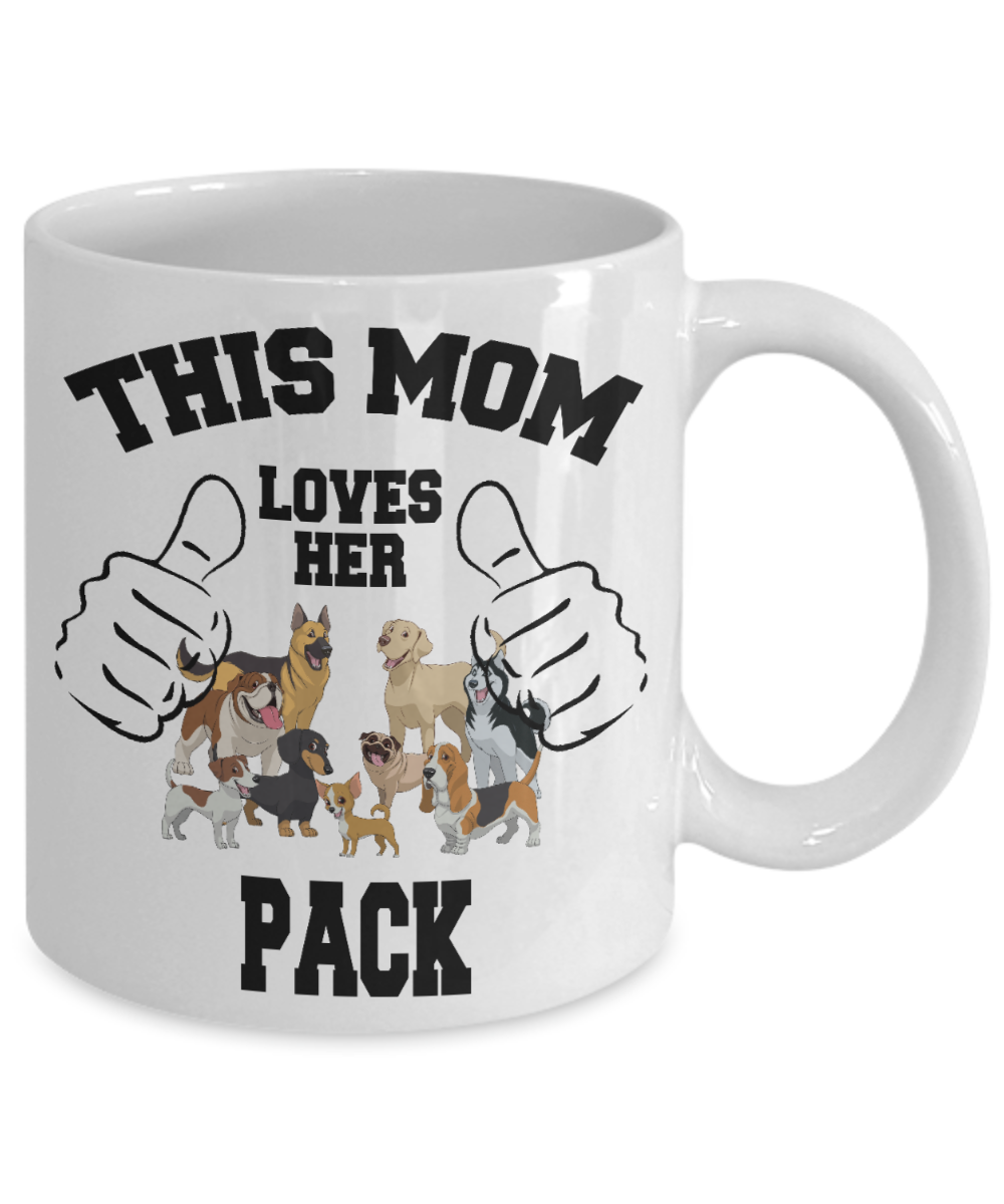 Dog Mom Gift Custom Coffee mug, This Mom Loves Her Dogs-White Porcelain Coffee Mug 11 oz
