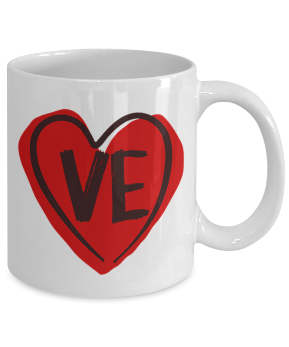 Aneversery gift - Love Sign - Funny White Porcelain Coffee Mug Cute Ceramic Cup 11 oz