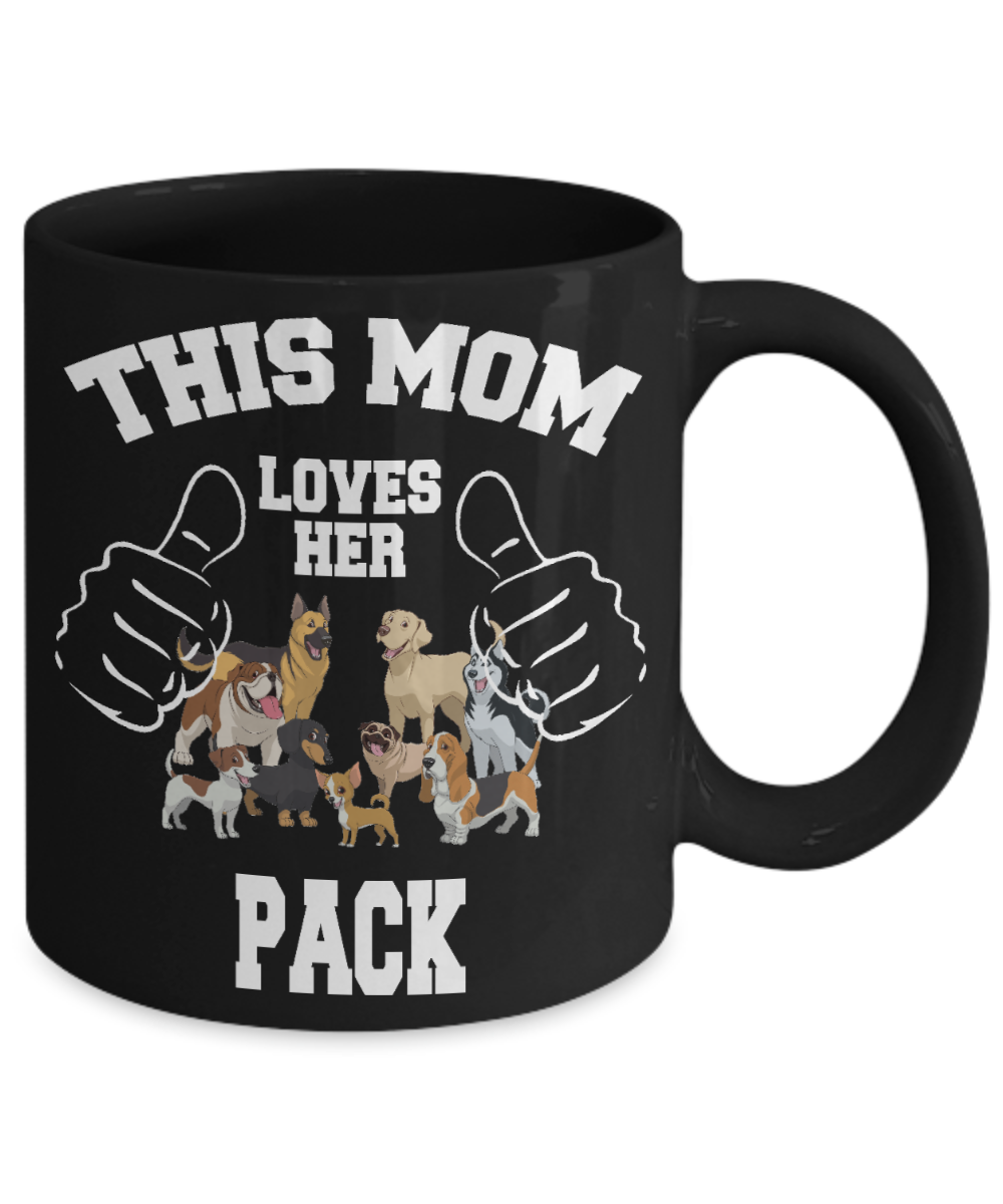 Dog Mom Gift Custom Coffee mug, This Mom Loves Her Dogs-Black Porcelain Coffee Mug 11 oz