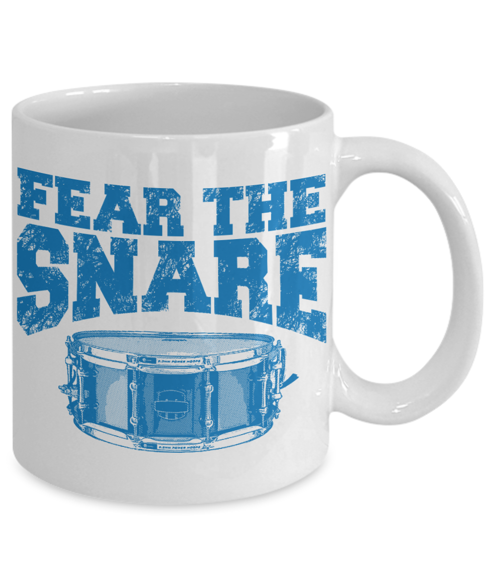 Best Drummer In The World Gift Coffee Mug, Fear The Snare Drum-White Porcelain Coffee Mug 11 oz For Father, Brother, Sister, drummer, Music Lover