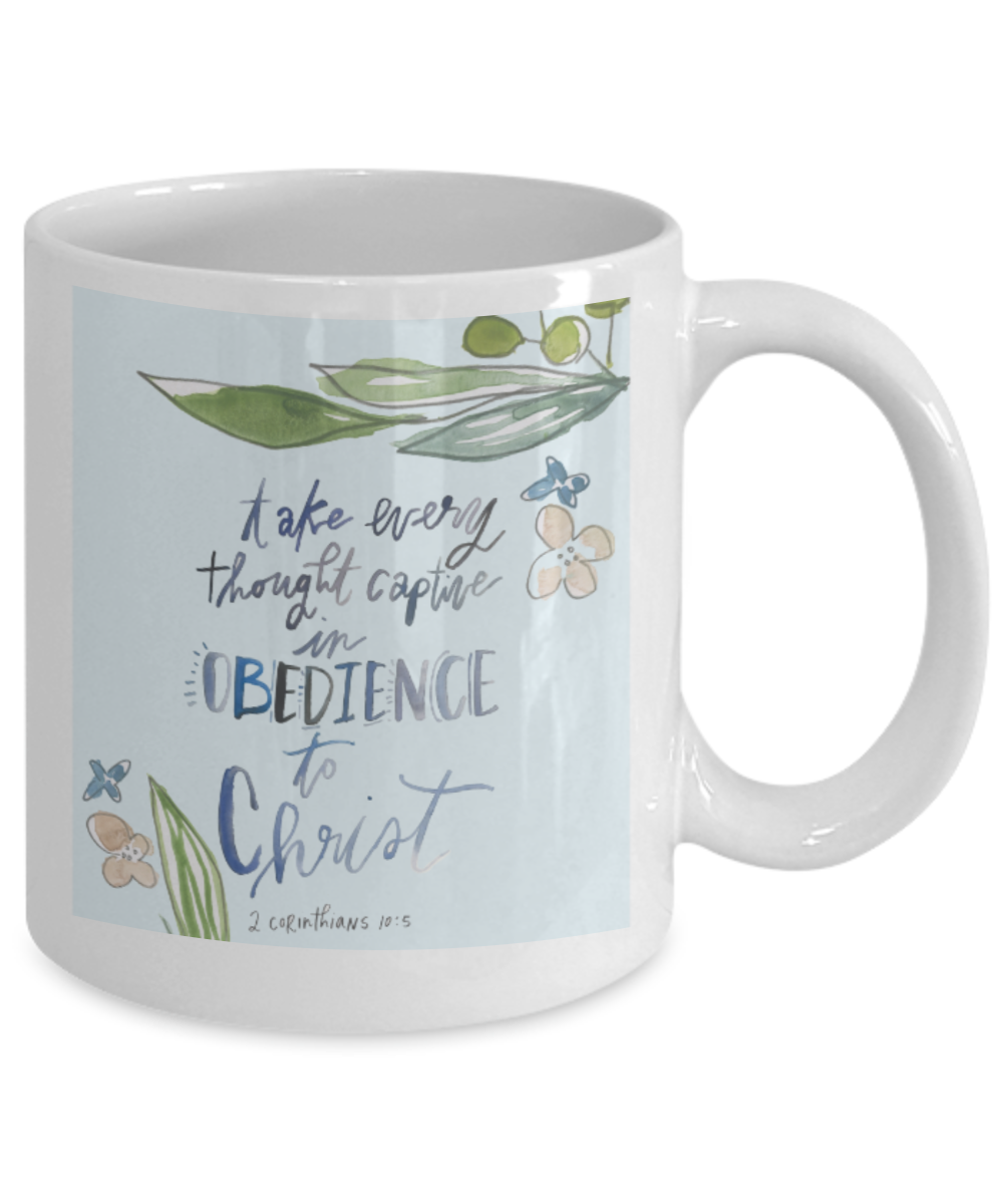 Religious coffee mugs , Obedience to Christ - White Coffee Mug Tea Cup 11 oz Gift