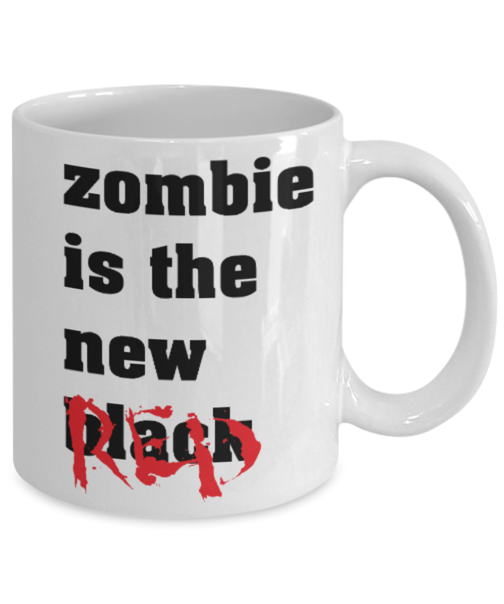 Plants vs zombies gift box mugs , Zombie is the new Black - White Coffee Mug Porcelain Tea Cup 11 oz - Great Gift
