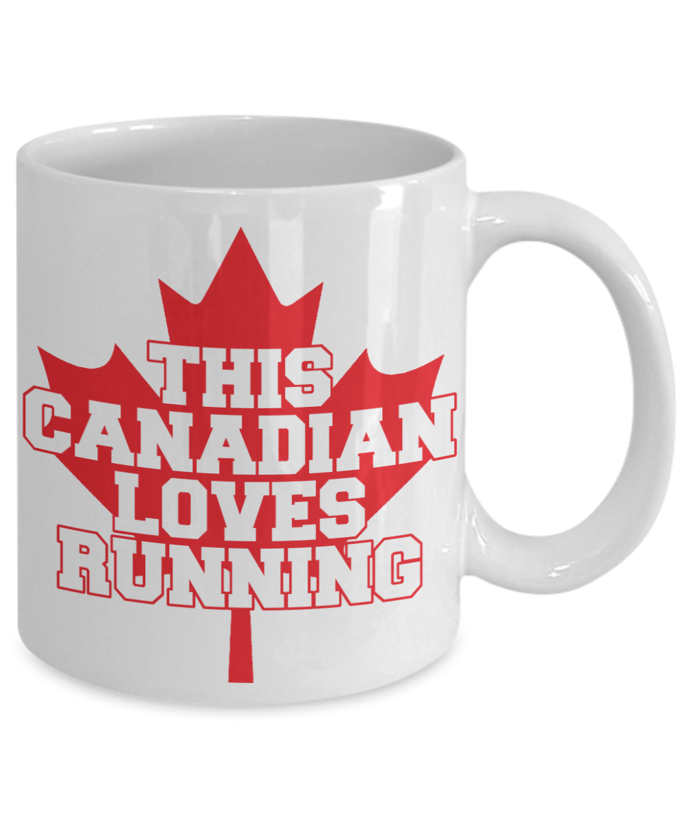 Canadian Gift Coffee mug, This Canadian Loves Running-White Porcelain Coffee Mug 11 oz