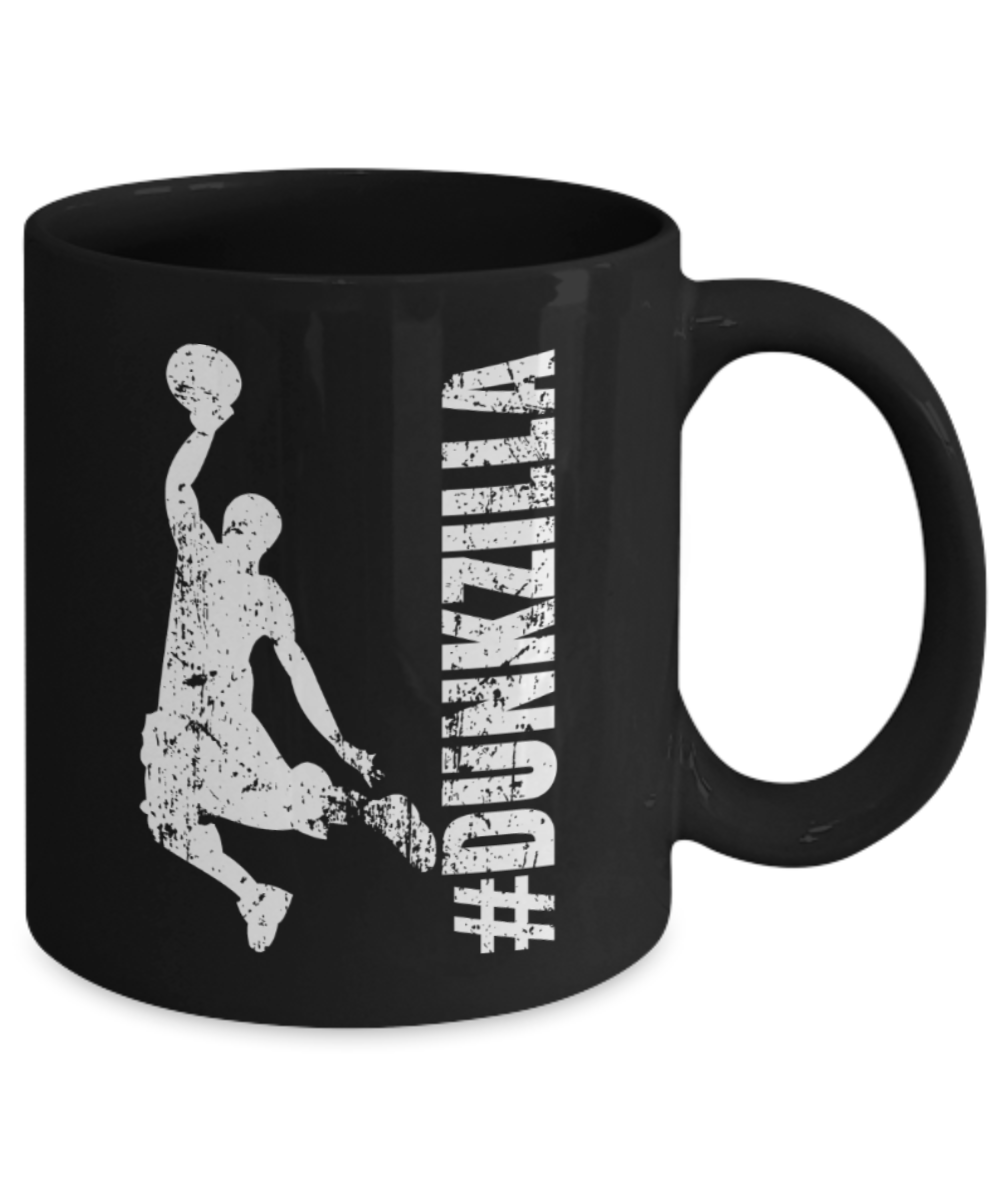Basketball lovers mugs, Dunkzilla - Funny Black Porcelain Coffee 11 oz