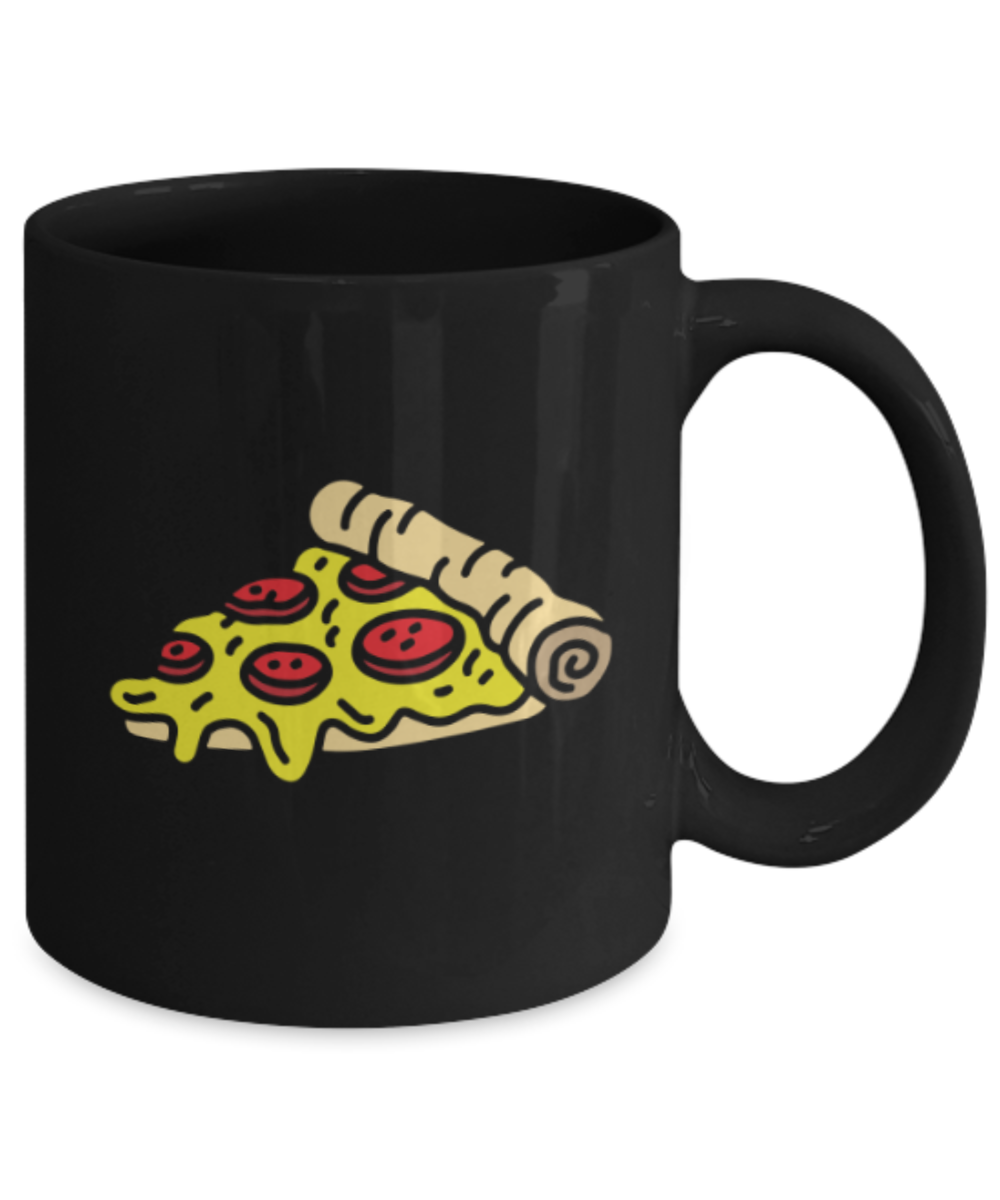 Beer Food Lovers mugs , Fitness whole Pizza - Black Coffee Mug Porcelain Tea Cup 11 oz - Great Gift