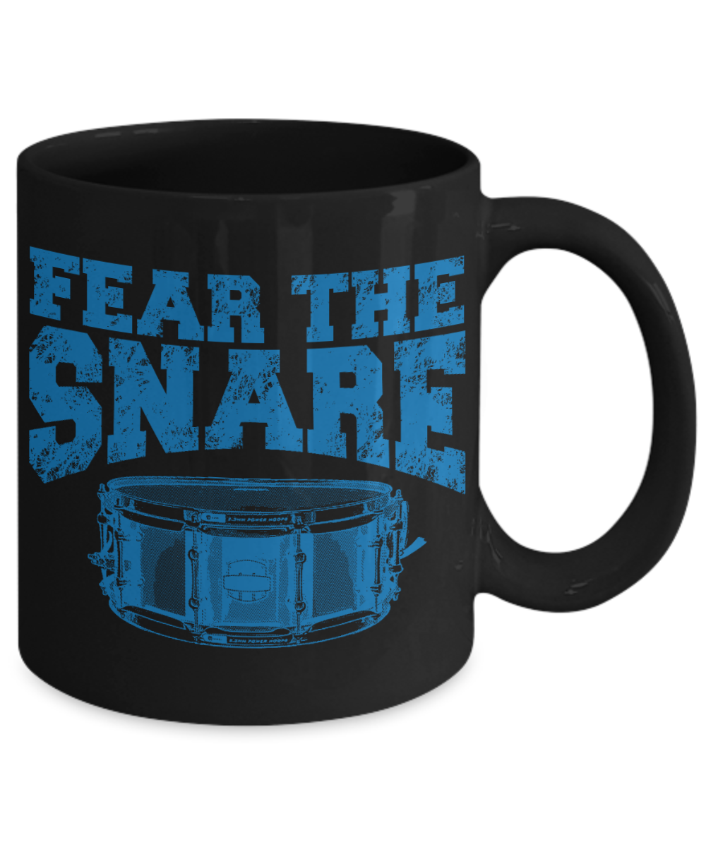 Best Drummer In The World Gift Coffee Mug, Fear The Snare Drum-Black Porcelain Coffee Mug 11 oz For Father, Brother, Sister, drummer, Music Lover