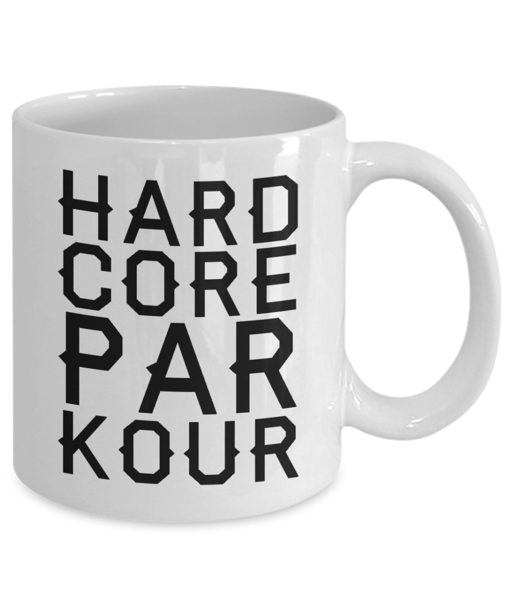 Free Runner Coffee Mug, Hard Core Parkour-White Porcelain Coffee Mug 11 oz for Son, Parkour, Free runner, Hobbyist