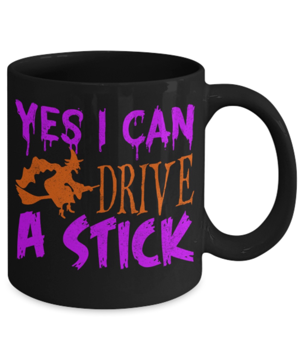 Midnight mug rogue - Yes I can drive a stick - Black Porcelain Coffee Mug Cute Ceramic Cup 11 oz