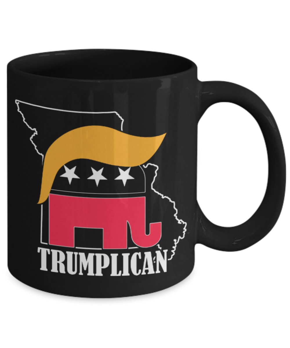 Trumplican - Black Coffee Mug Porcelain Tea Cup 11 oz - Great Gift