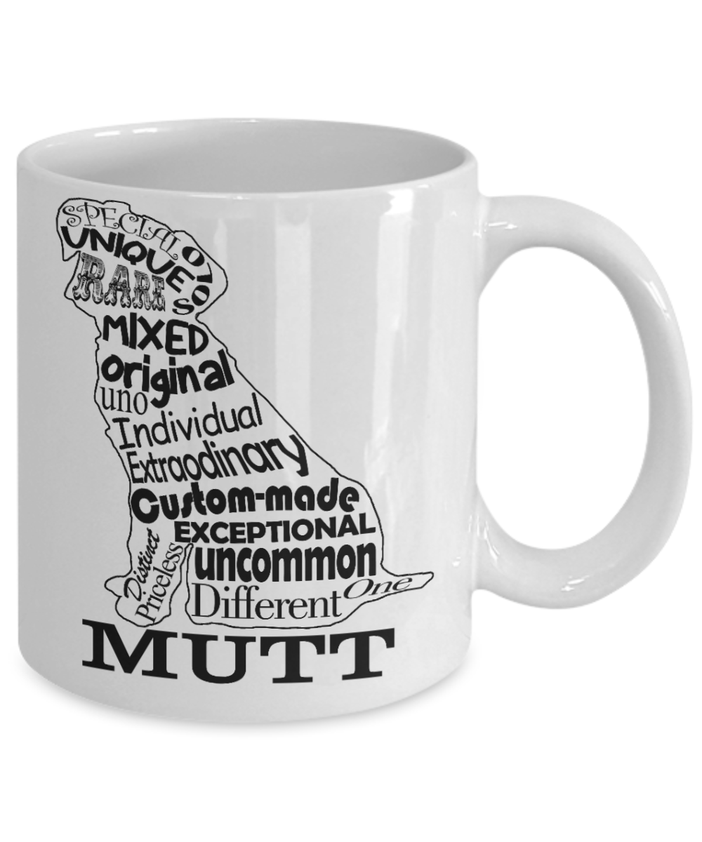 Custom Dog Mom Gift Coffee mug,Mongrel, Mutt Dog Shape with letters -White Porcelain Coffee Mug 11 oz