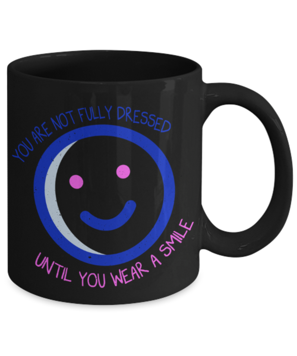 Smile Lovers Mugs, Every smile makes you a day younger - Funny Black Porcelain Coffee 11 oz