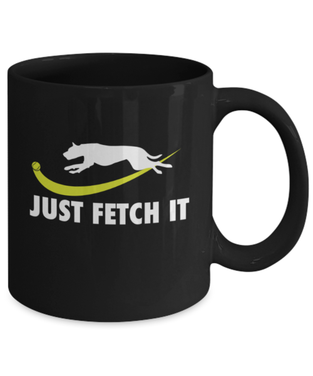 Gift gor cat lovers , Just fetch it - Black Coffee Mug Porcelain Tea Cup 11 oz - Great Gift