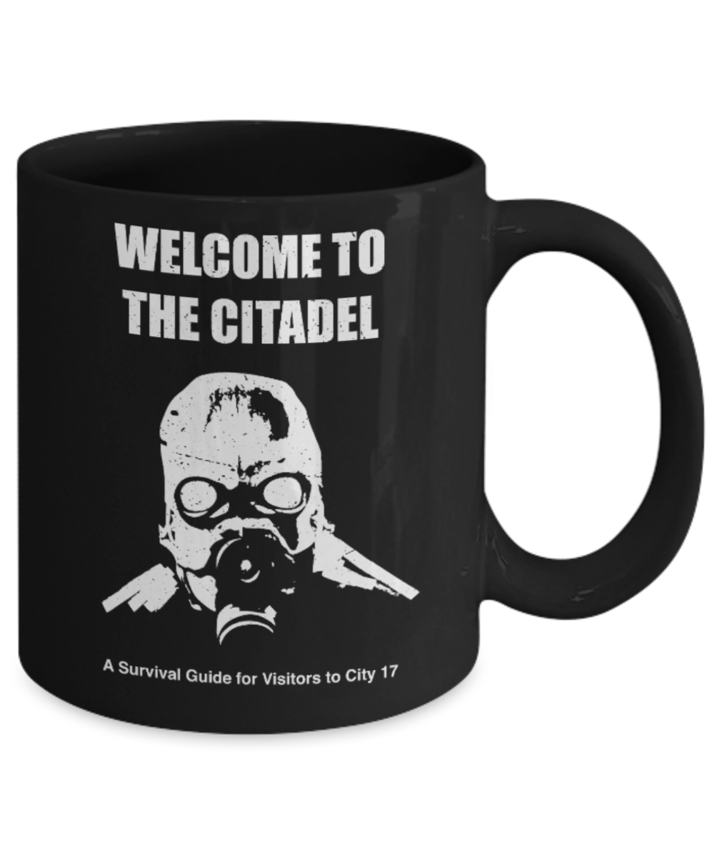 Games Lovers mugs, Welcome to the Citadel - Black Coffee Mug Porcelain Tea Cup 11 oz - Great Gift