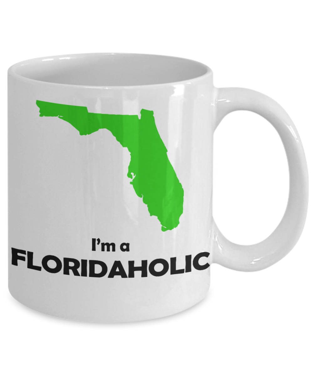 Florida State Love Personalized Gift Coffee mug, I Am A Floridaholic-White Porcelain Coffee Mug 11 oz