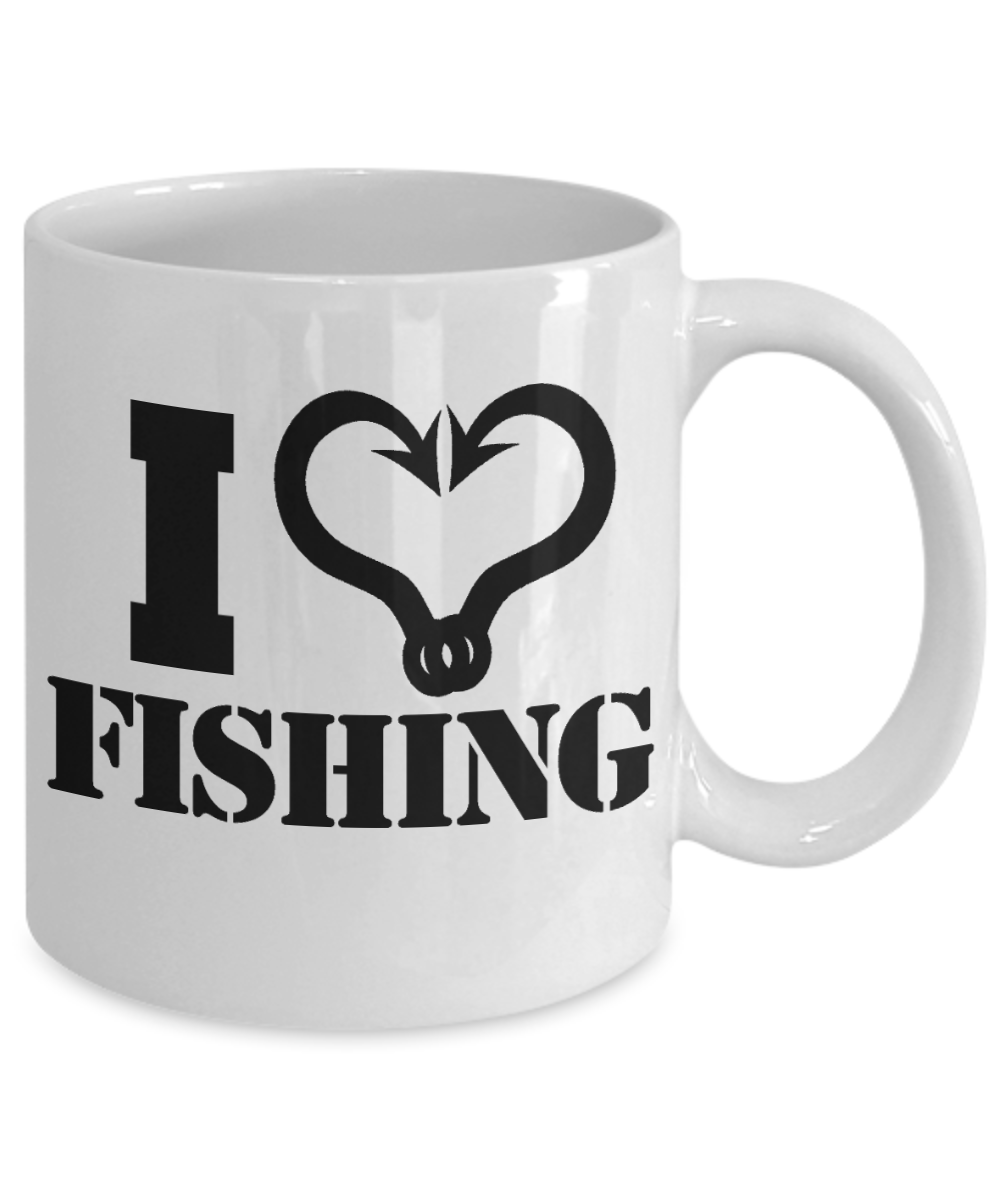 Fisherman Love Custom Gift Coffee mug, I Love Fishing-White Porcelain Coffee Mug 11 oz