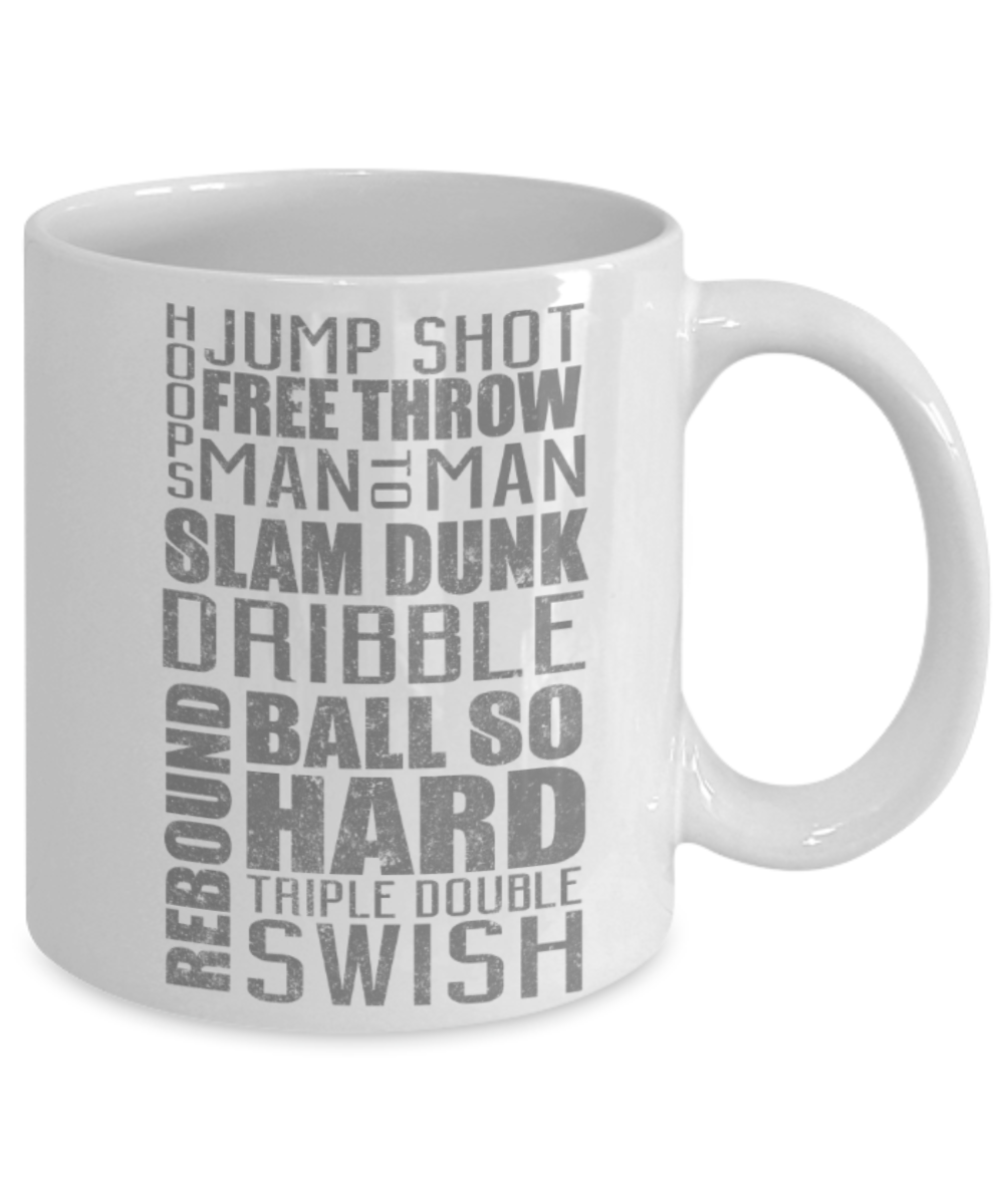 Hoops Jump shot Free throw man to man - Funny White Porcelain Coffee 11 oz