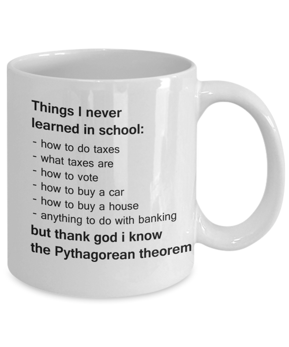 Pythagorean Theorem coffee mugs -White Ceramic Coffee Mug 11 oz