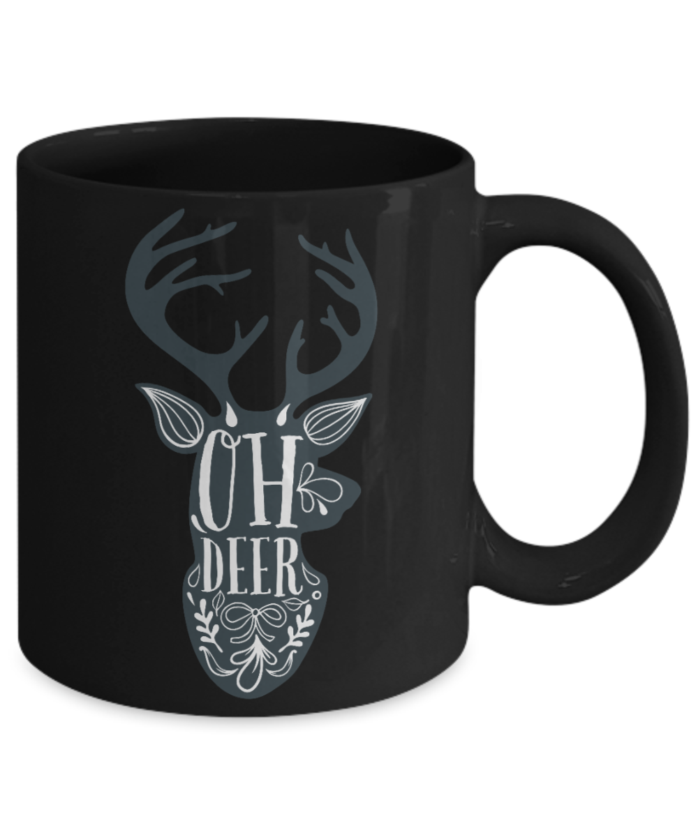 Knightmare before christmas mug - Oh Deer - Funny Christmas Gifts Mugs, Christmas Gifts for family Ceramic Cup Black, Funny Mugs Gift Ideas 11 Oz