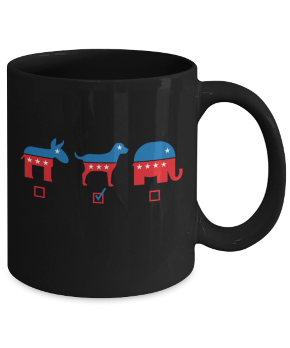 Gift gor dog lovers , My Vote Dog - Black Coffee Mug Porcelain Tea Cup 11 oz - Great Gift