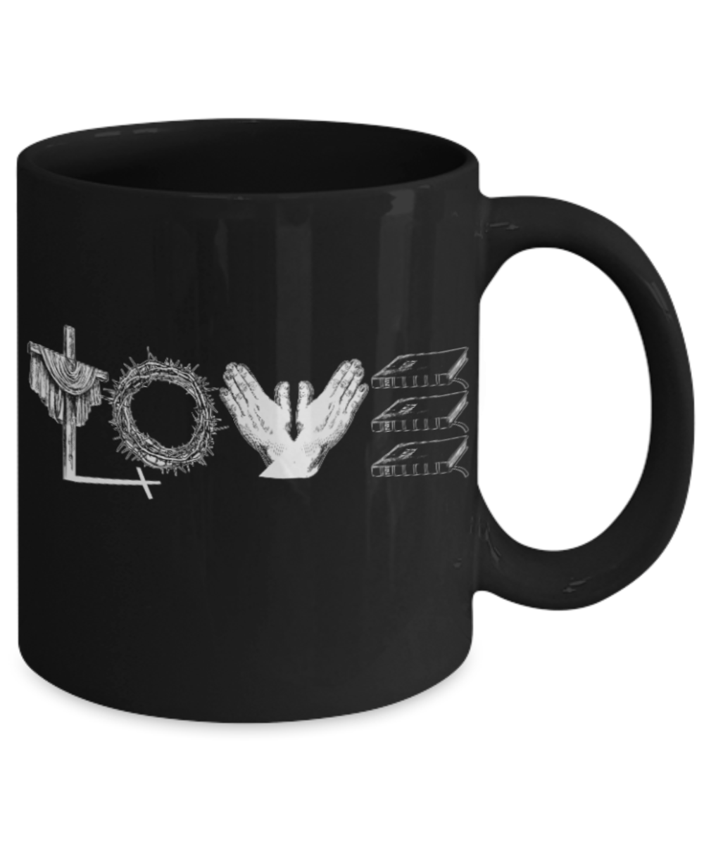 Jesus Christ Lovers Mugs , Jesus Christ Love - Black Coffee Mug Porcelain Tea Cup 11 oz - Great Gift