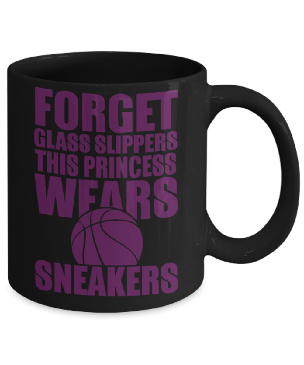 Baseball lovers mugs, This princess wears Baseball sneakers - Funny Black Porcelain Coffee 11 oz
