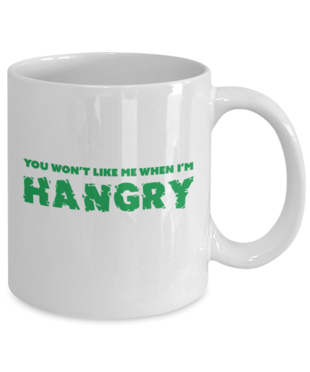 Beer Food Lovers mugs , You won't like me when I'm Hangry - Black Coffee Mug Porcelain Tea Cup 11 oz - Great Gift
