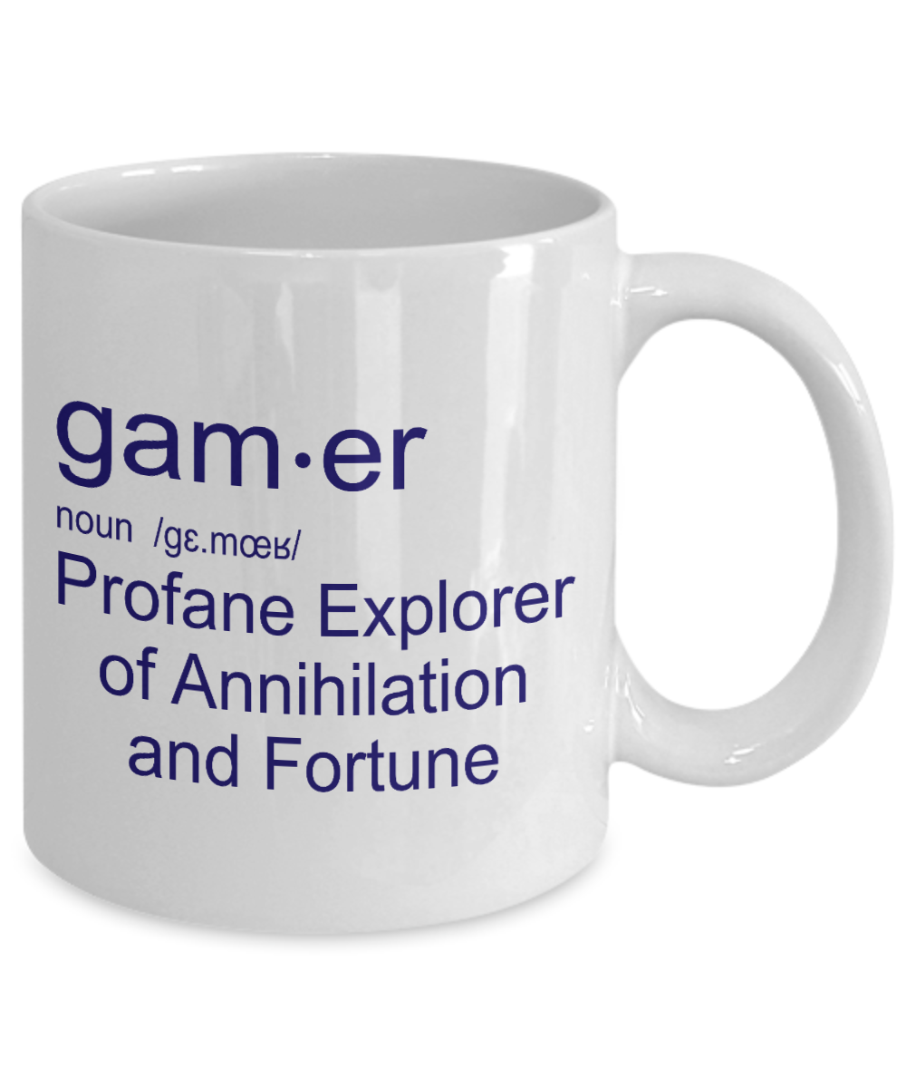 Gameboy Coffee Mug,Gamer Profane Explorer Of Annihiliation And Fortune-White Porcelain Coffee Mug 11 oz for Gamer, son, Daughter