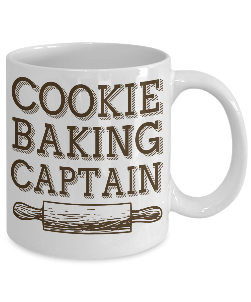Love To Bake Coffee Mug, Cookie Baking Captain-White Porcelain Coffee Mug 11 oz for Baker, Mom, Sister, Brother,Dad