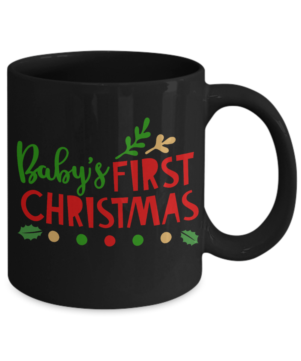 Nightnare before christmas mug - Baby's First Christmas - Funny Christmas Gifts Mugs, Christmas Gifts for family Ceramic Cup Black, Funny Mugs Gift Ideas 11 Oz