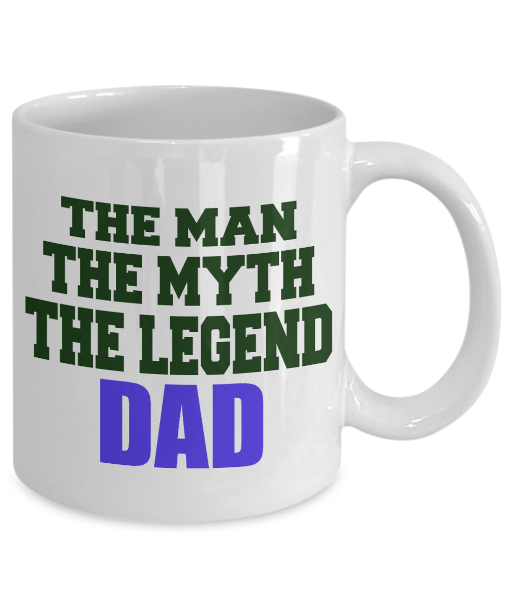 Loving Father Coffee Mug, The Man, The Myth, The Legend, Dad-White Porcelain Coffee Mug 11 oz for Father, Dad, Fathers Day