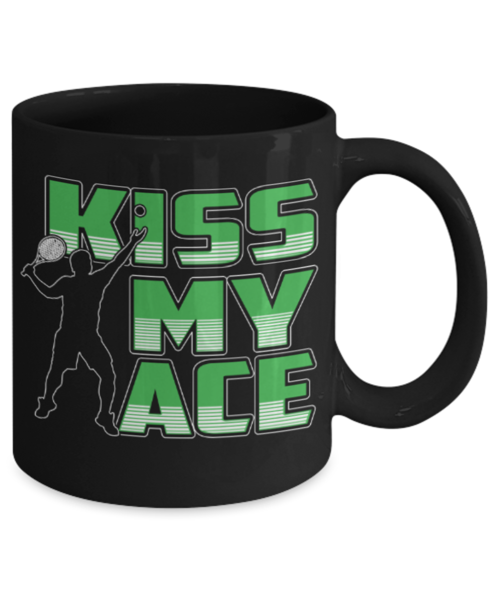 Ace Lovers Mugs , Kiss my ace - Black Coffee Mug Porcelain Tea Cup 11 oz - Great Gift