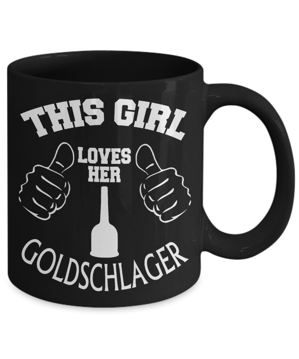 There Is A Chance This Is Whiskey, This Girl Loves Her Goldschlager-Black Porcelain Coffee Mug 11 oz