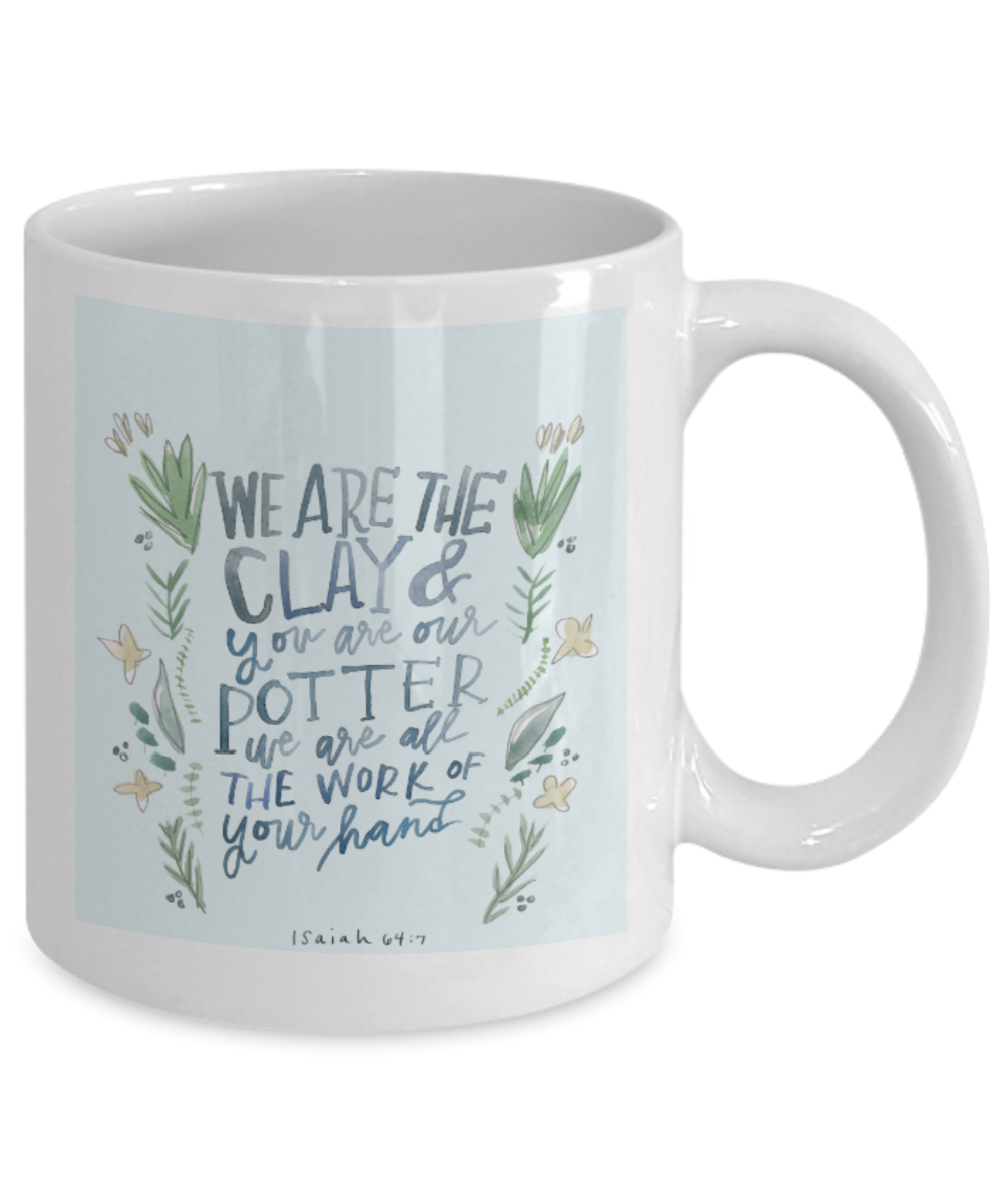 Scripture mugs for women , Clay and Potter - White Coffee Mug Tea Cup 11 oz Gift