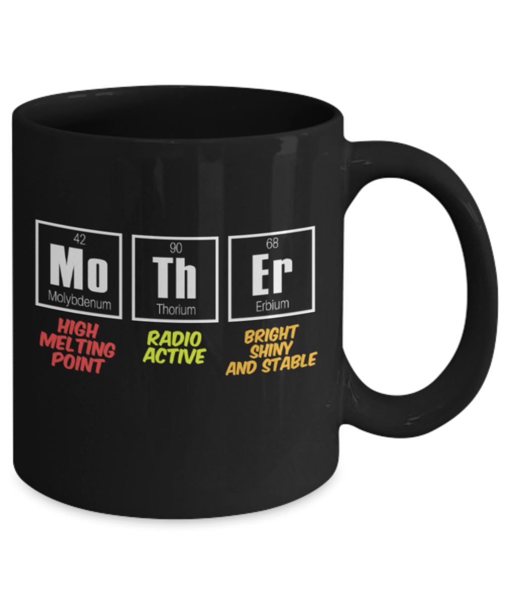 Mothere day gift - Mother Elements Funny - Black Porcelain Coffee Mug Cute Ceramic Cup 11 oz