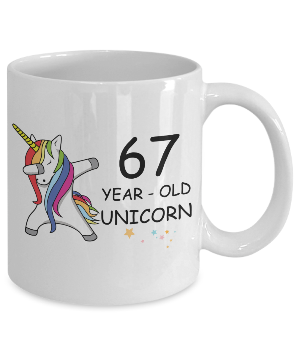 Unicorn Birthday gift 67th Birthday Gift for Women - 67 Year Old Unicorn Dabbing Mug - Funny White Porcelain Coffee 11 oz, 67th Anniversary Bday Gift for Grandma, Mom, Sister, Bestie - Legends are Born In 1953
