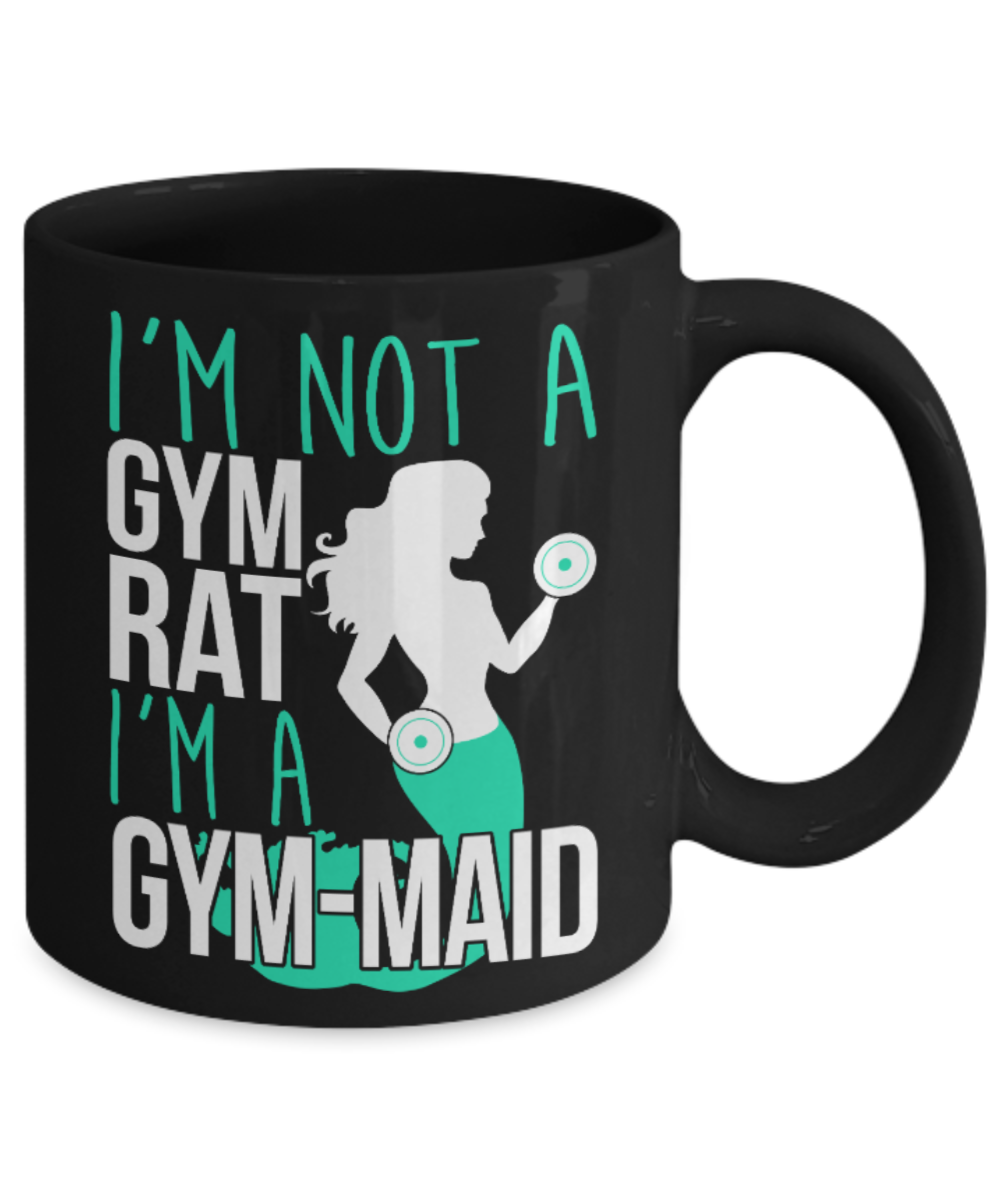 Gym Lovers Mugs , Gym Maid - Black Coffee Mug Porcelain Tea Cup 11 oz - Great Gift