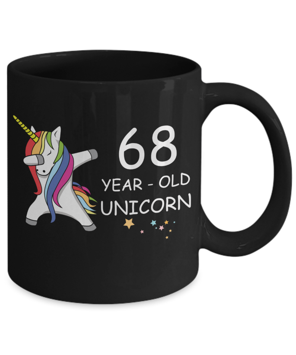 Unicorn Birthday gift 68th Birthday Gift for Women - 68 Year Old Unicorn Dabbing Mug - Funny Black Porcelain Coffee 11 oz, 68th Anniversary Bday Gift for Grandma, Mom, Sister, Bestie - Legends are Born In 1952
